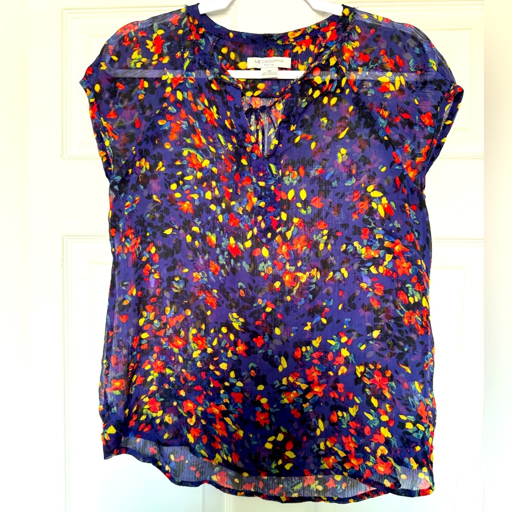 Brand Luz Claiborne size Petite Medium color blue, yellow and orange